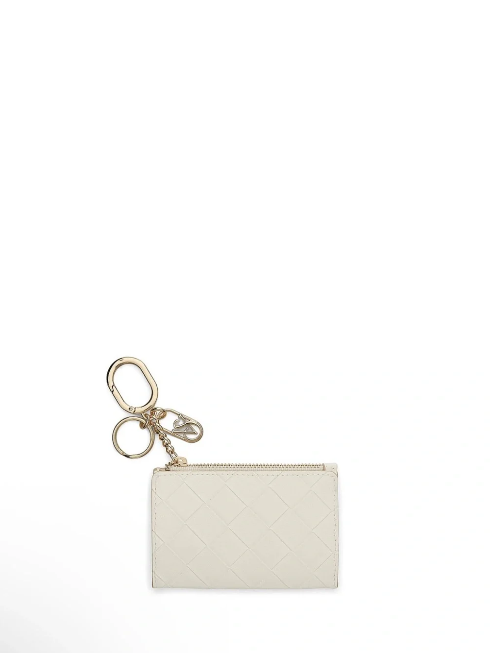 Victoria’s Secret Quilted Cardholder ID Window with Gold Keychain white NWT - Picture 2 of 12